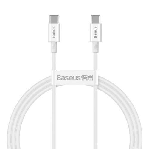 Baseus CATYS-B02 - 100W, kabel do szybkiego ładowania danych USB Type-C na USB Type-C, długość kabla: 1m - biały