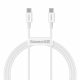 Baseus CATYS-B02 - 100W, kabel do szybkiego ładowania danych USB Type-C na USB Type-C, długość kabla: 1m - biały