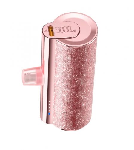 Veger Lipstick-L Power Bank ze złączem Lightning – 5000 mAh, do wszystkich produktów Apple Lightning, ładowanie PD3.0 -Rose gold